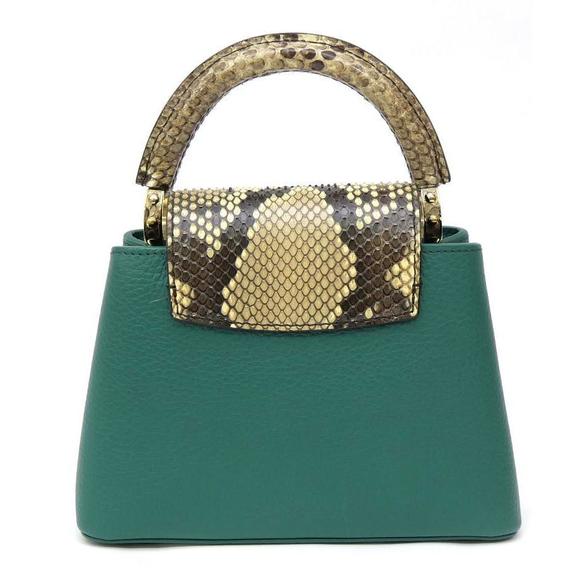 Louis Vuitton Capucines Green Python Leather Bag Shoulder - Picture 3 of 3